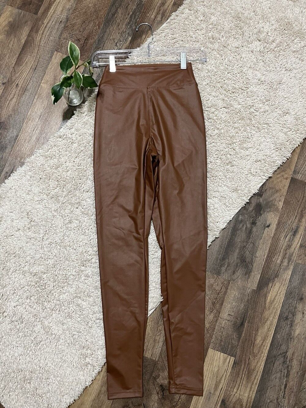 Offline by Aerie Small Brown Faux Leather Real Luxe High Waisted Leggings NWT